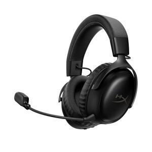 멀티 플랫폼용 HyperX Cloud III S u2013 무선 게이밍 헤드셋, 2.4GHz, 블루투스, 배터리 수명 최대 120시간 2.4GHz / 200시간 블루투스, 53mm 앵글 드라이버, 탈착식 마이크 u2013 블랙
