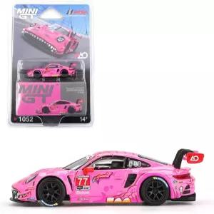 포르쉐 911 GT3 R 77 AO 레이싱 2024 IMSA 로드 아메리카(핑크) 한정판 미니 GT 1 64 스케일 블리스터 팩