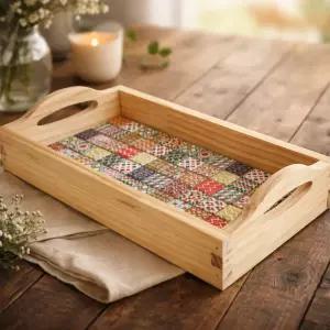 (각인가능) DIY 타일 우드트레이 손잡이 쟁반 반제품 만들기 DIY키트세트 목공체험수업