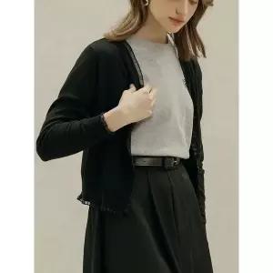 [막스까르띠지오]프릴 라인 브이넥 숏 가디건_P421110224
