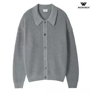 남자 골지 카라 니트 가디건 오버핏 봄 가을 루즈핏 니트 자켓 WI012G