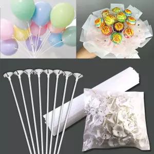 풍선 컵스틱 세트 (100세트) 풍선막대 풍선대 풍선컵 풍선스틱 사탕부케 생일파티/행사/막대풍선/선막대