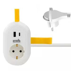 러그박스 1구탭 1M/1.5M C타입 USB 화이트/블랙 납작 멀티탭 이지콕 플러그 멀티콘센트