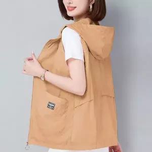 여성 지퍼 루즈핏 캐주얼 통기성 자외선차단 데일리 민소매 조끼 V01030814