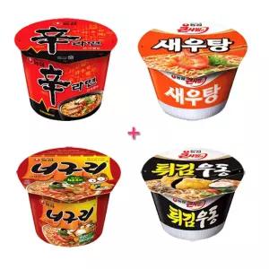 하니B3 4종세트 컵라면 농심 큰사발 4개 새우탕 너구리 신라 일상