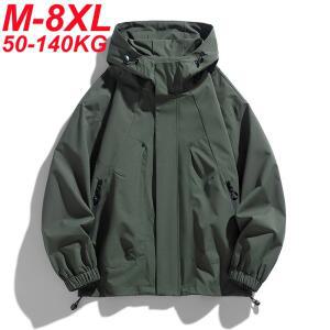 냉풍조끼 남성 자켓 후드 윈드 브레이커 트렌치 코트 특대 6XL 7XL 8XL 플러스 사이즈 방수 블랙 폭격기 캠핑 얇은 Softshell