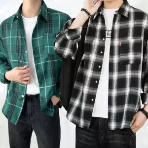 남자 캐주얼 긴팔 셔츠 사계절 체크 남방 와이셔츠