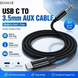 USB-C to 3.5mm AUX 오디오 케이블 내장 DAC 휴대폰 및 차량용 스피커용 어댑터 CCA12