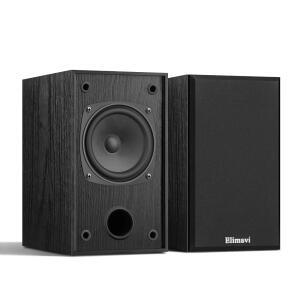 Elimavi 레코드 플레이어 및 홈 시어터 시스템용 30W x 2 패시브 북쉘프 스피커 미드레인지 고주파 스테레오 실내 후면 서라운드 수신기 또는 앰프 필요 블랙