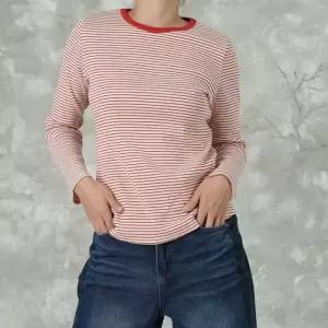 벅시루 여성 골지 스트라이프 슬림핏 이너 긴팔 여성 티셔츠