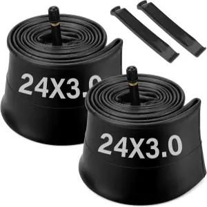 Midcos 24 x 2.5/3.0인치 바이크 튜브 32mm 슈레더 밸브가 장착된 팻 타이어 2팩 내구성이 뛰어난 중량급