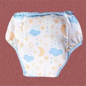 ABDL 성인용 만화 프린트 허리 밴드 패드 내장 세탁 가능한 천 기저귀 재사용 속옷