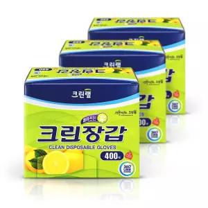 크린랩 크린장갑 일회용 위생 비닐장갑 400매 3개