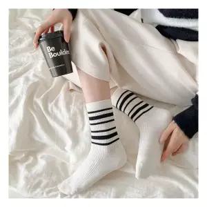디나 쫀쫀한 줄무늬 골지 무압박 목 양말 5켤레 세트