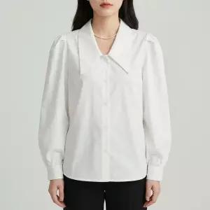 [골피아]카라 블라우스 퍼프 숄더 벌룬 소매 화이트 셔츠 남방 오피스룩 여성
