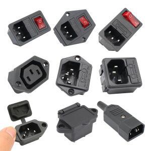 IEC320 C14 전기 AC 소켓 3 핀 빨간색 LED 250V 로커 스위치 10A 퓨즈 암 수 입구 플매트 카펫 러그 커넥터
