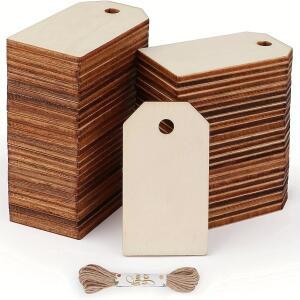 60Pcs 1X2in 미완성 된 나무 태그 홈 DIY 공예 용품에 대 한 레이블 선워터 웨딩 장식