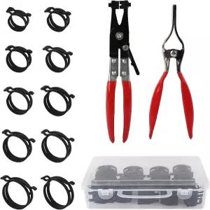 회전식 플랫 호스 클램프 플라이어 제거 모음 키트가 포함된 42Pcs 24-46mm 스프링 - 크롬 바나듐 강철로