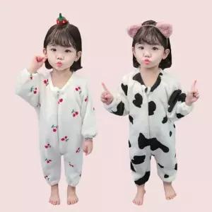 화이트 체리 젖소 우주복 아동실내수면우주복 아기잠옷 아기실내복 여름바디수트 신생아배넷슈트