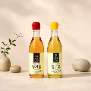 국내가공 100% 참깨 들깨 저온에서 한번 착유 참기름 들기름 각 350ml 총 700ml