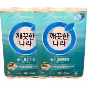 깨끗한나라 순수 프리미엄 더클래스 30m 30롤 x2팩