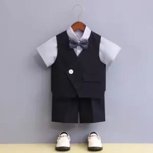 베르 브이 사선 반팔 정장 세트 R11000