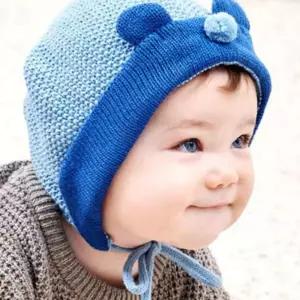 (올핀)아기 보넷 곰돌이 니트 모자 유아용 겨울모자