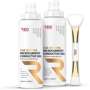 히알루론산과 나이아신아마이드비타민 B3를 함유한 노화 방지 미세 전류 전도성 젤 8.45 fl oz - 오래 지속 기름지지 않음 저자극성 2병 어플리케이터 / 250mL