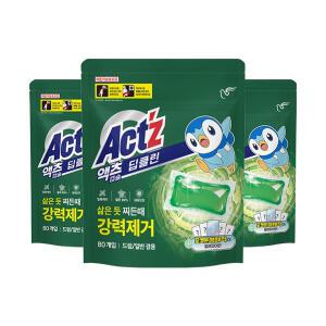 액츠 캡슐 세탁세제 컴팩트 딥클린 80입, 3개