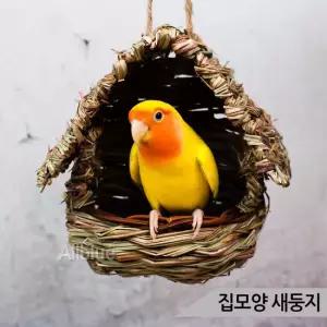 올블루 집모양 새둥지 소형새 하우스 앵무새둥지 짚둥지 05727