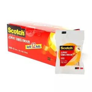 3M 스카치 다용도 테이프 550R 12x30M 12개 1갑 리필 12롤 투명 OPP테이프