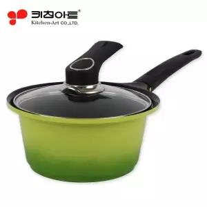 키친아트 세라믹통주물S냄비(편수-18cm) 양면코팅냄비 손잡이내비 라면냄비