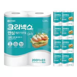 크리넥스 안심 데일리 키친타월 200매, 2개, 9팩