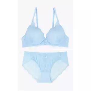 [롯데백화점]예스 소프트 블루 꽃망울레이스 브라 레이스팬티 세트YSWBZ805YSWPZ805