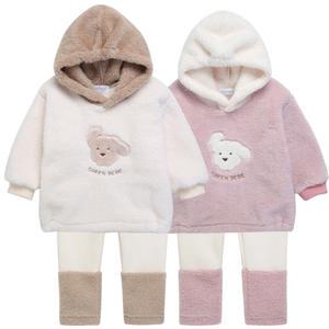 그린베베/출산선물/아기내복/아기잠옷/신생아/여아/남아/런닝/실내복/봄가을용_댕댕이 후드상하복 2종세트