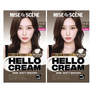 미쟝센 헬로크림 더블커버 6MB 매트브라운 120g x2개, 컬러 새치 겸용 염색약