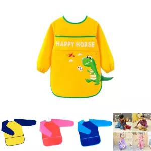 키즈 미술 가운 옐로우 공룡/어린이/어린이용/앞치마/공예용/공작용/그림/자켓/노랑/놀이/다용도가운