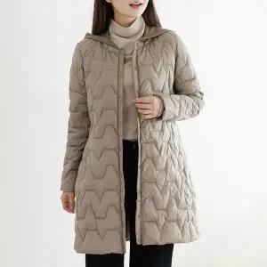 [하프클럽/데드라](~88size)카뉴니트후드오리털롱경량패딩 OUE6058