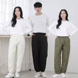 남녀공용 뉴 고주파 패딩지 방한팬츠 조거 일자 누빔 따뜻한 겨울 남자 여자 허리밴딩 추리닝 솜바지