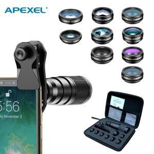 iPhone 용 APEXEL 22X 망원 렌즈 키트 삼성 10in1 세트 전화 카메라 렌즈 휴대 전화 액세서리 용 와이드 매