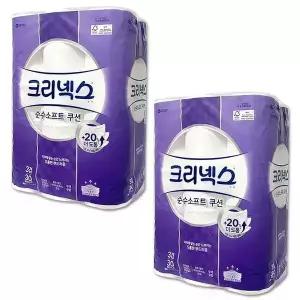 유한킴벌리 크리넥스 화장지 3겹 순수소프트쿠션 30m 30롤 x 2팩