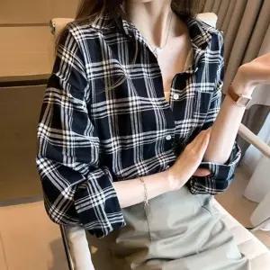 여성 데일리 체크 디자인 블라우스 셔츠 남방_19646285_667501