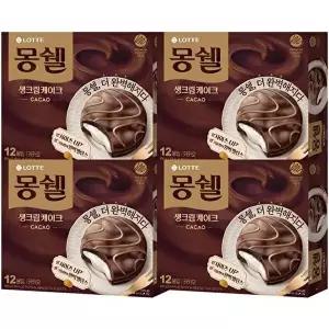[롯데제과]롯데웰푸드 몽쉘 생크림 카카오 408g x 4개