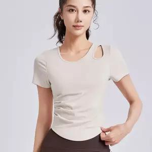 여자 헬스 요가 필라테스 트레이닝 어깨 펀칭 포인트 셔링 반팔 운동복