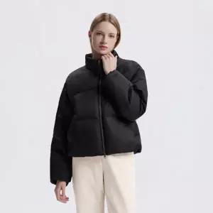 N254WPD901 여성 세미크롭 하이넥 패딩 점퍼 BLACK
