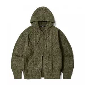매장정품 TRILLION 트릴리온 워셔블 아란 케이블 후드 집업 니트 (KHAKI) TRFKN16KH 1884393