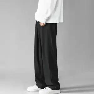 남자 사계절 데일리 세미 와이드핏 밴딩팬츠 긴바지