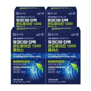 [종근당]관절연골건강365 뮤코다당단백 콘드로이친 플러스 1200 상어연골 60정, 4개