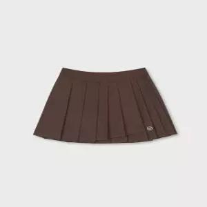 26F 여성 W 클래식 언발란스 플리츠 스커트 (브라운) [TWSK29066-BRD]
