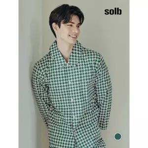 [하프클럽/]면100％ 하운드 투스체크 셔츠 남성 파자마(SPAE104M)